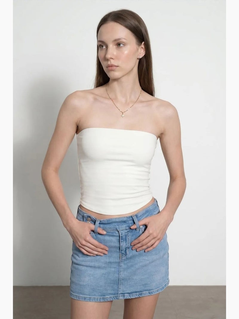 Top a fascia crop senza spalline da donna dilvin Avorio - Kiabi
