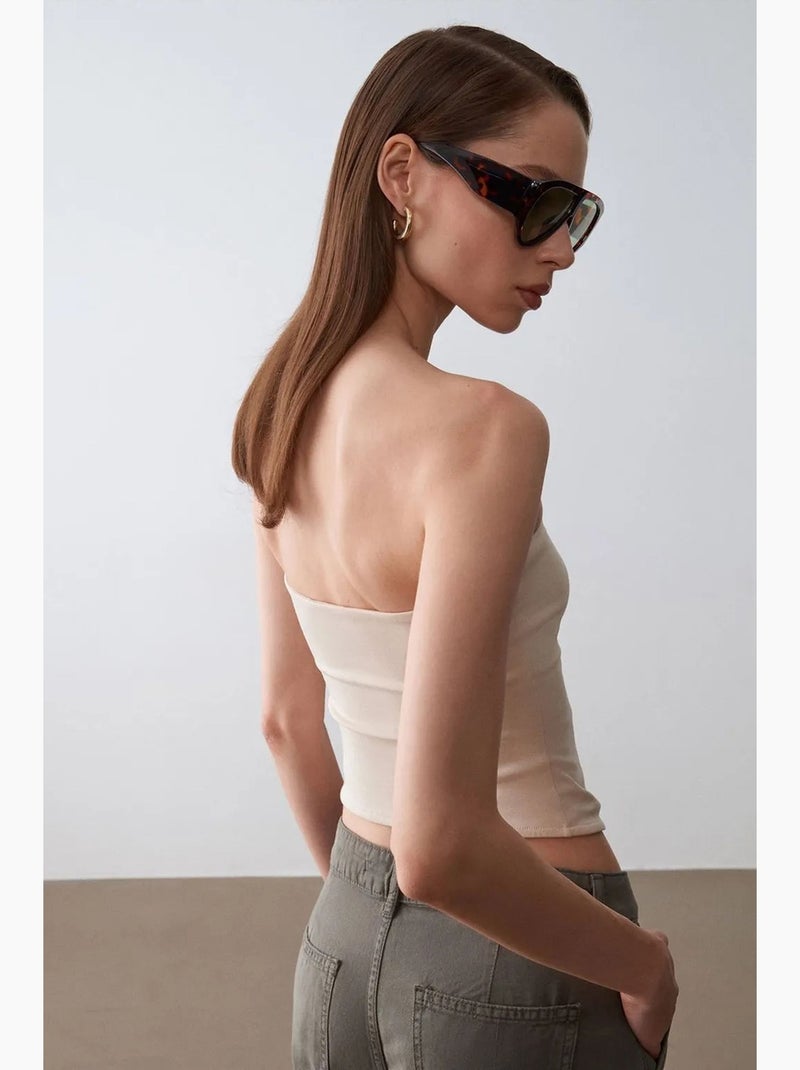 Top a fascia crop senza spalline da donna dilvin Beige naturale - Kiabi