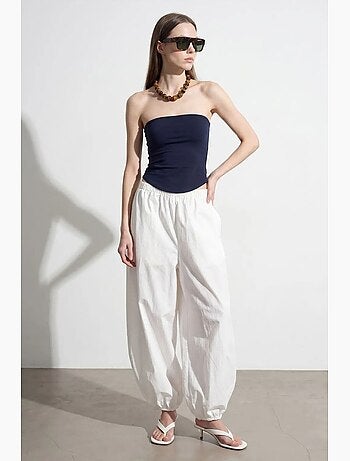Top a fascia crop senza spalline da donna dilvin