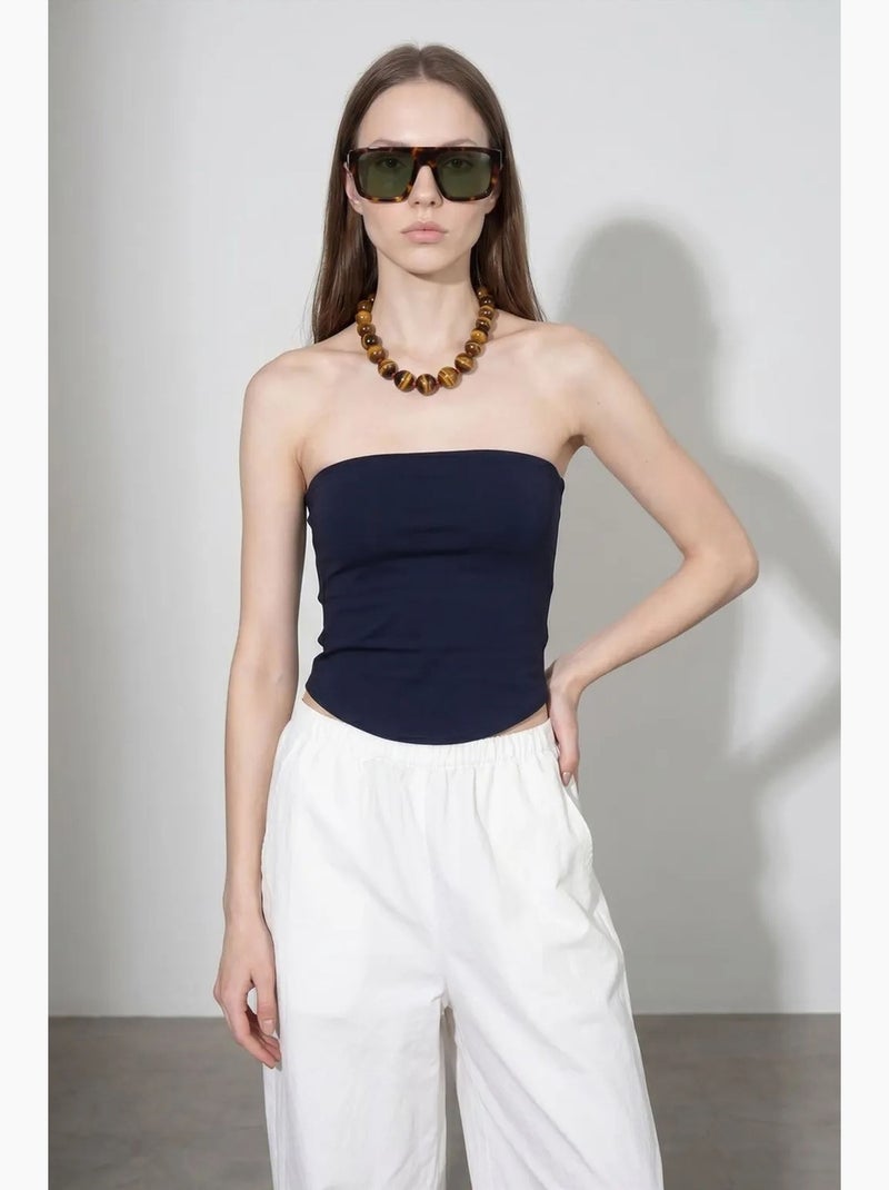 Top a fascia crop senza spalline da donna dilvin Blu marino - Kiabi