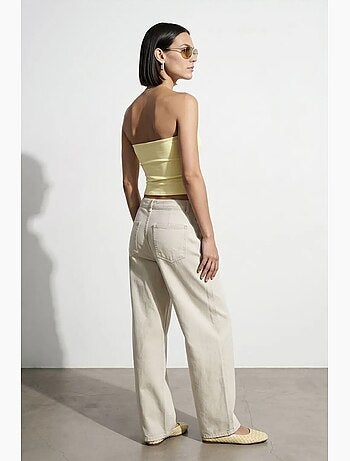 Top a fascia crop senza spalline da donna dilvin
