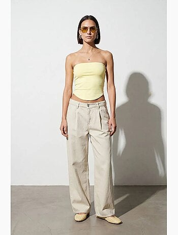 Top a fascia crop senza spalline da donna dilvin