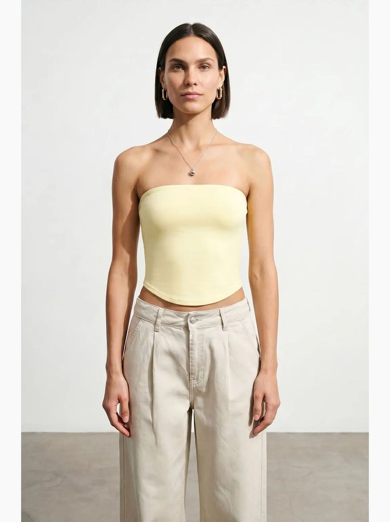 Top a fascia crop senza spalline da donna dilvin Giallo limone - Kiabi