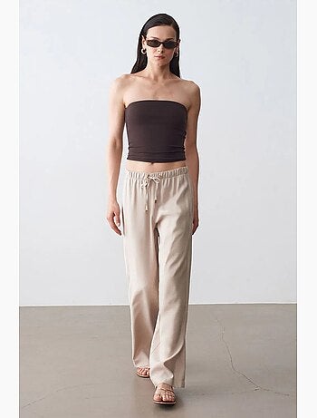 Top a fascia crop senza spalline da donna dilvin