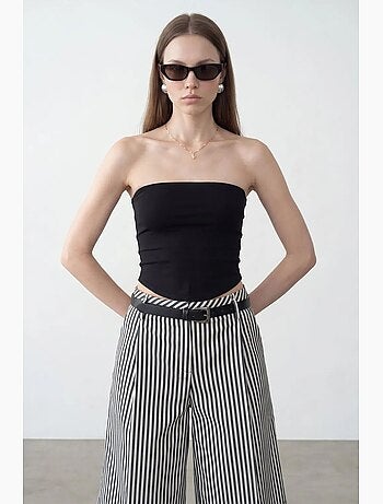 Top a fascia crop senza spalline da donna dilvin