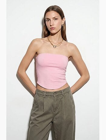 Top a fascia crop senza spalline da donna dilvin