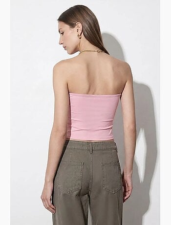 Top a fascia crop senza spalline da donna dilvin