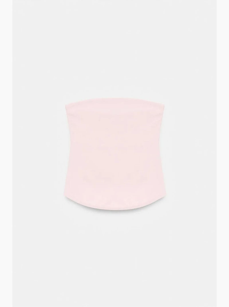 Top a fascia crop senza spalline da donna dilvin Rosa pallido - Kiabi