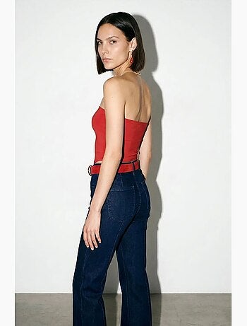 Top a fascia crop senza spalline da donna dilvin