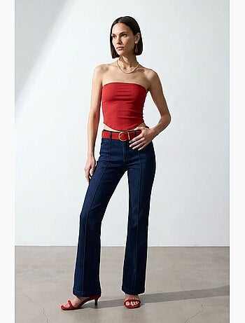 Top a fascia crop senza spalline da donna dilvin