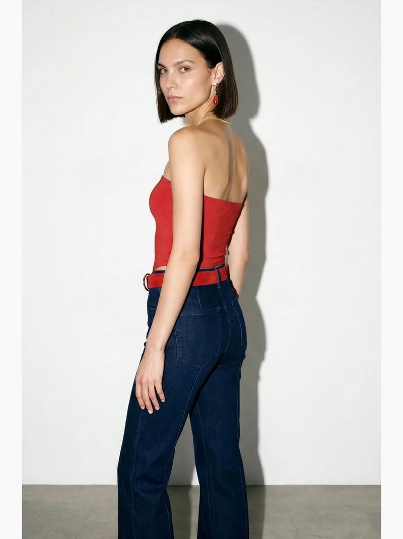 Top a fascia crop senza spalline da donna dilvin Rosso - Kiabi