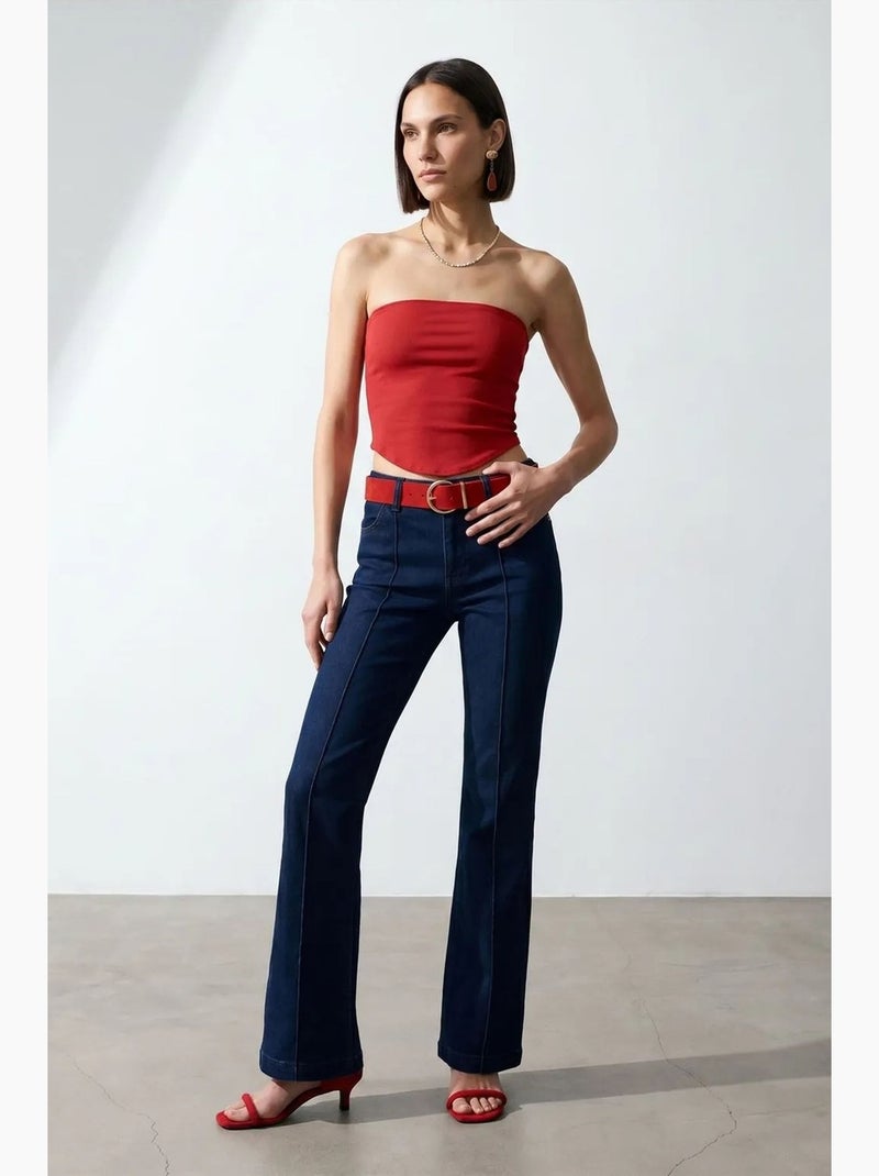 Top a fascia crop senza spalline da donna dilvin Rosso - Kiabi