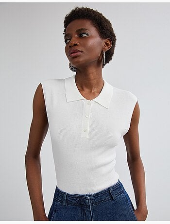Top a maglia con colletto a polo, mo fashion