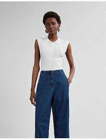 Top a maglia con colletto a polo, mo fashion