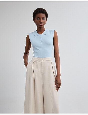 Top a maglia con colletto a polo, mo fashion