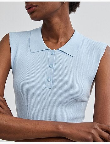 Top a maglia con colletto a polo, mo fashion