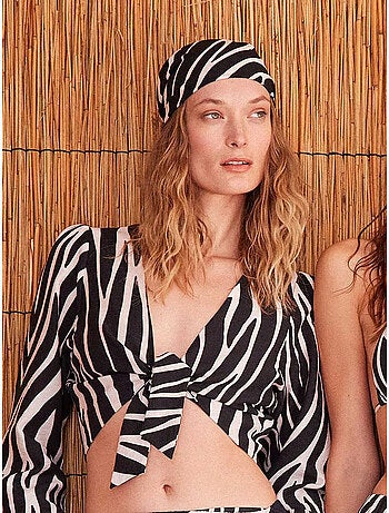 Top a manica lunga con stampa zebra
