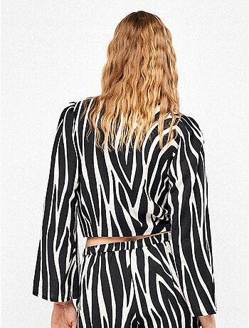 Top a manica lunga con stampa zebra