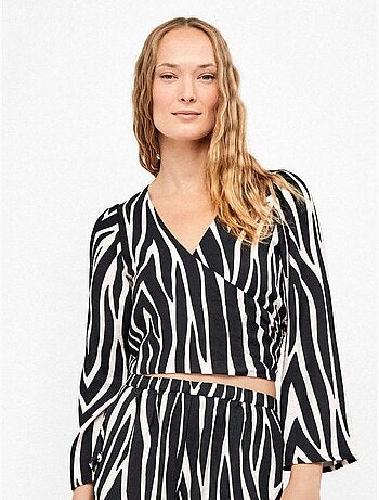 Top a manica lunga con stampa zebra
