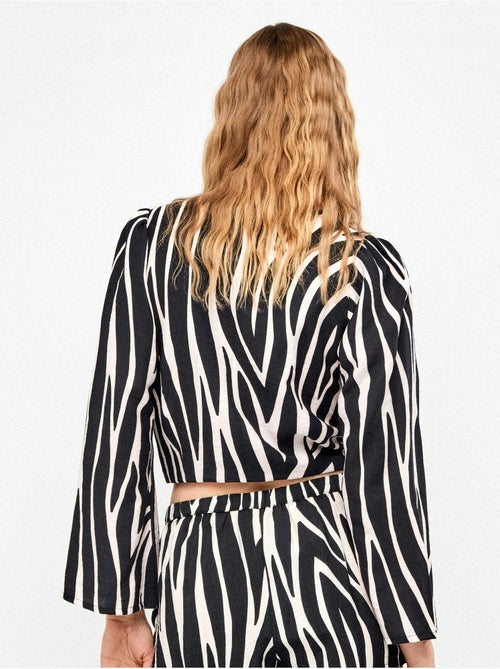 Top a manica lunga con stampa zebra - Kiabi