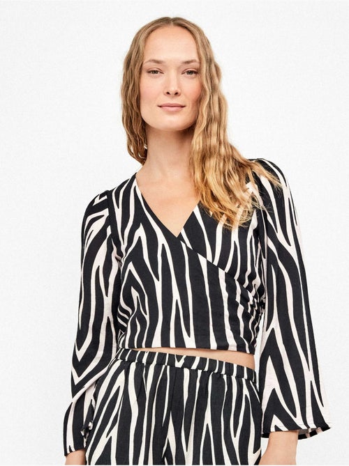 Top a manica lunga con stampa zebra - Kiabi