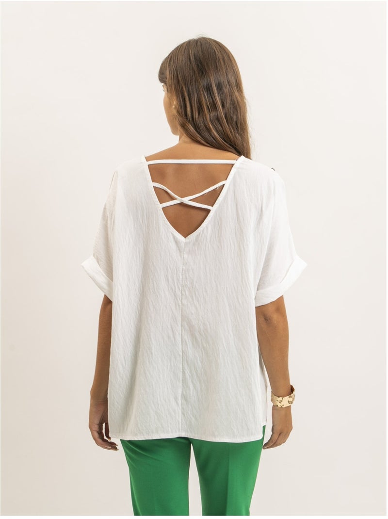Top a maniche corte con tagli FOBELLA Bianco - Kiabi