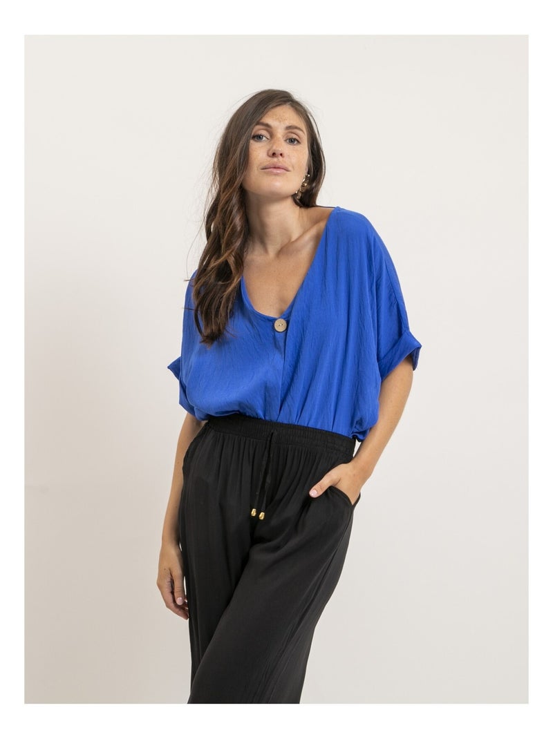 Top a maniche corte con tagli FOBELLA Blu reale - Kiabi