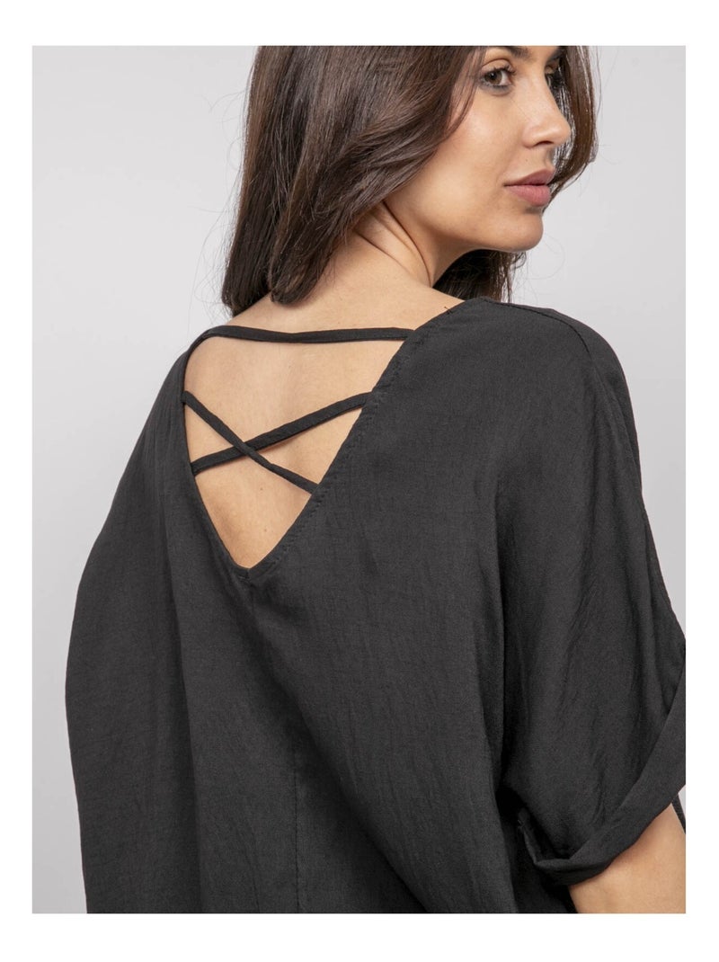 Top a maniche corte con tagli FOBELLA Nero - Kiabi