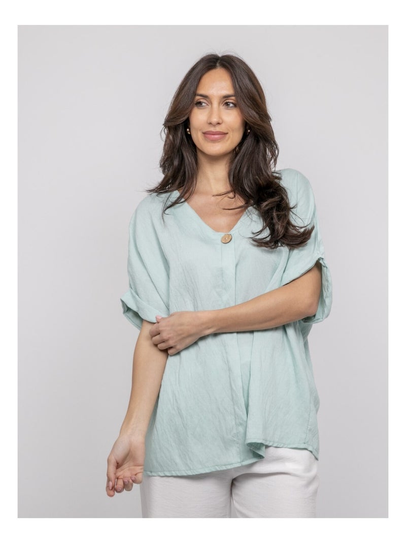 Top a maniche corte con tagli FOBELLA Verde acqua - Kiabi