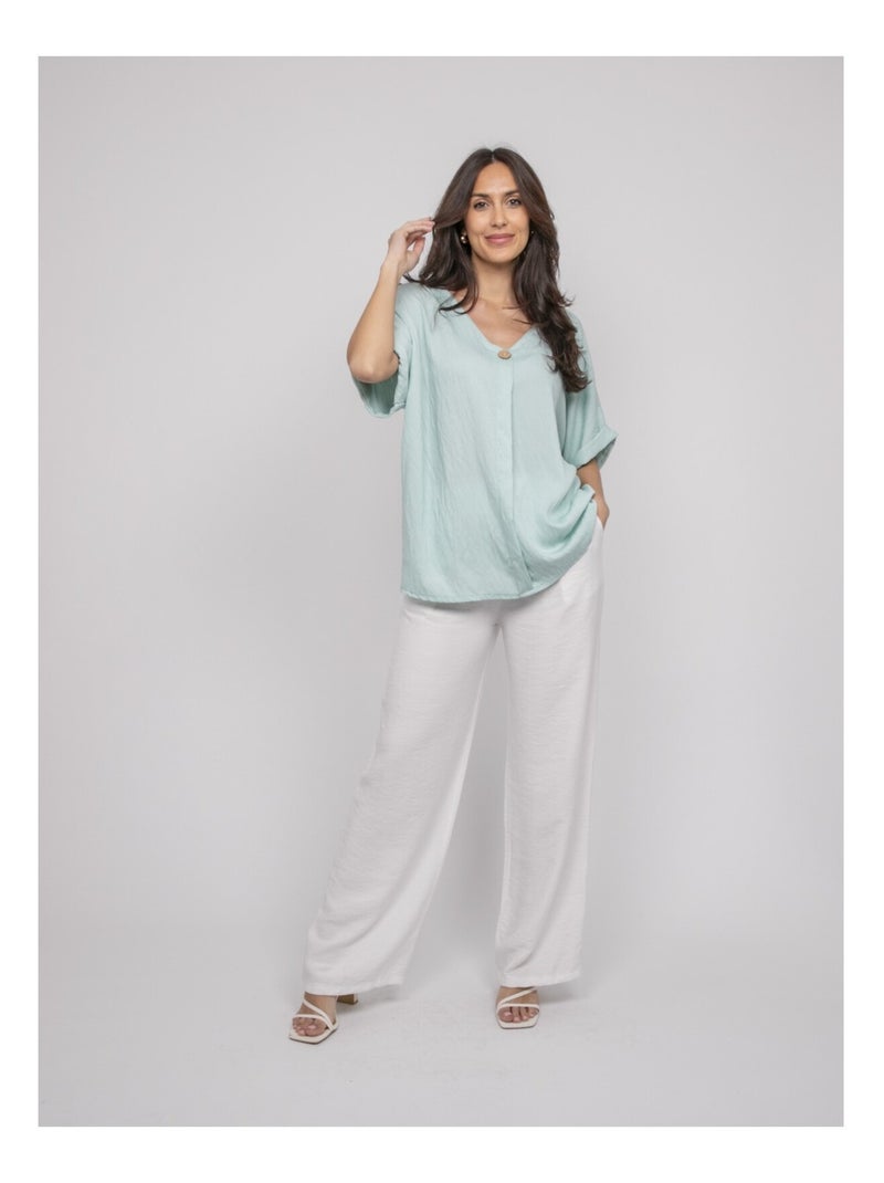 Top a maniche corte con tagli FOBELLA Verde acqua - Kiabi