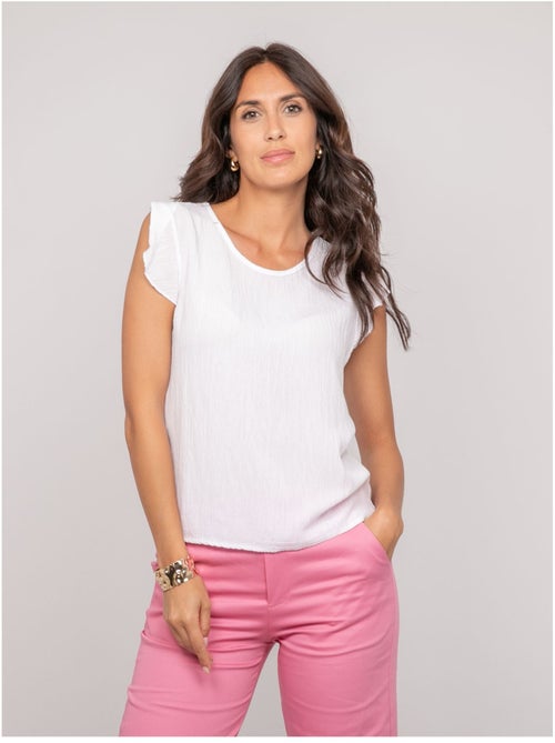 Top a maniche corte con volant FREMY - Kiabi Top a maniche corte con volant FREMY - Kiabi