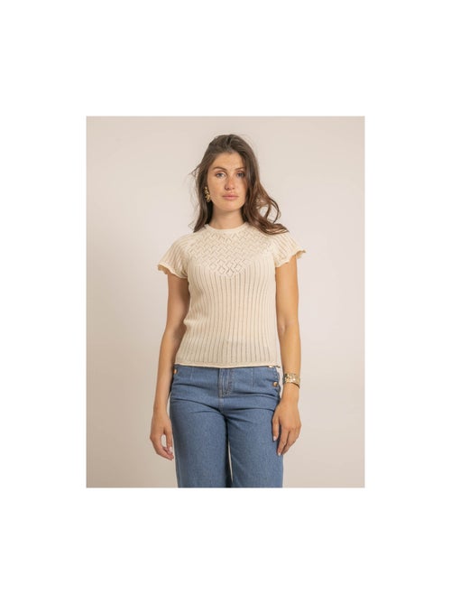 Top a maniche corte in maglia fantasia FABENE - Kiabi