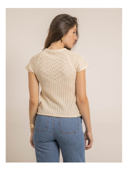 Top a maniche corte in maglia fantasia FABENE - Kiabi