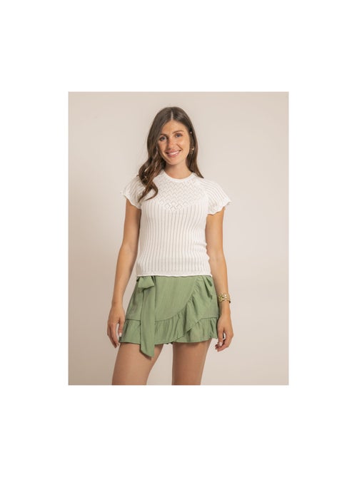 Top a maniche corte in maglia fantasia FABENE - Kiabi