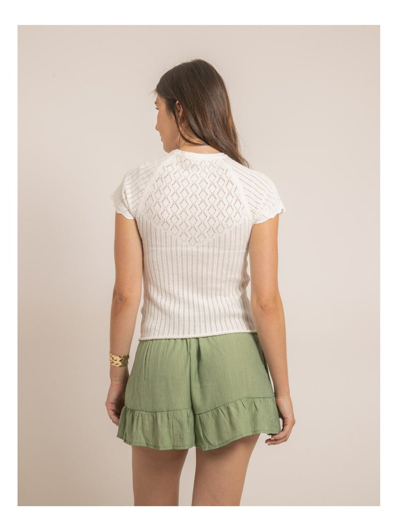 Top a maniche corte in maglia fantasia FABENE Bianco - Kiabi