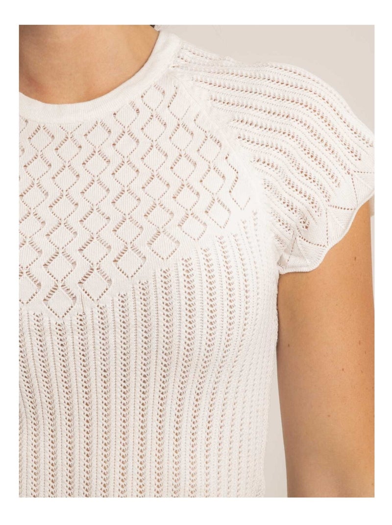 Top a maniche corte in maglia fantasia FABENE Bianco - Kiabi