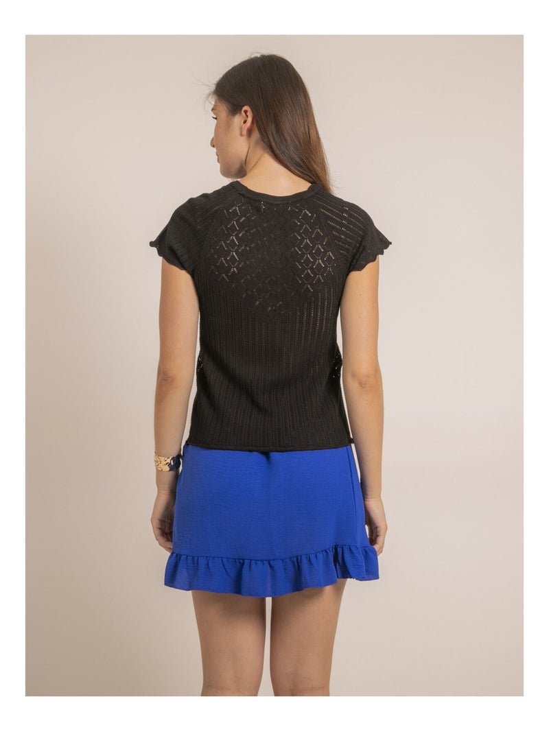 Top a maniche corte in maglia fantasia FABENE Nero - Kiabi