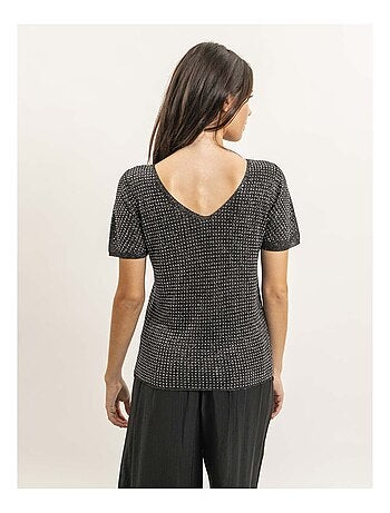 Top a maniche corte lurex e strass FERALI