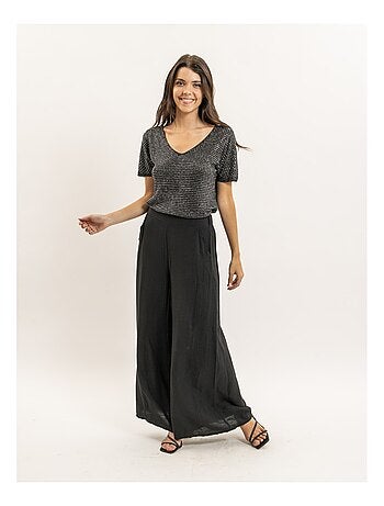 Top a maniche corte lurex e strass FERALI