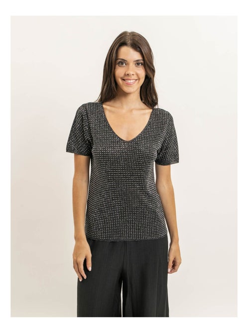 Top a maniche corte lurex e strass FERALI - Kiabi