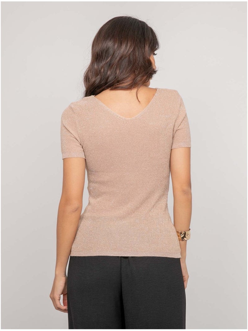 Top a maniche corte lurex FEPALA Beige - Kiabi