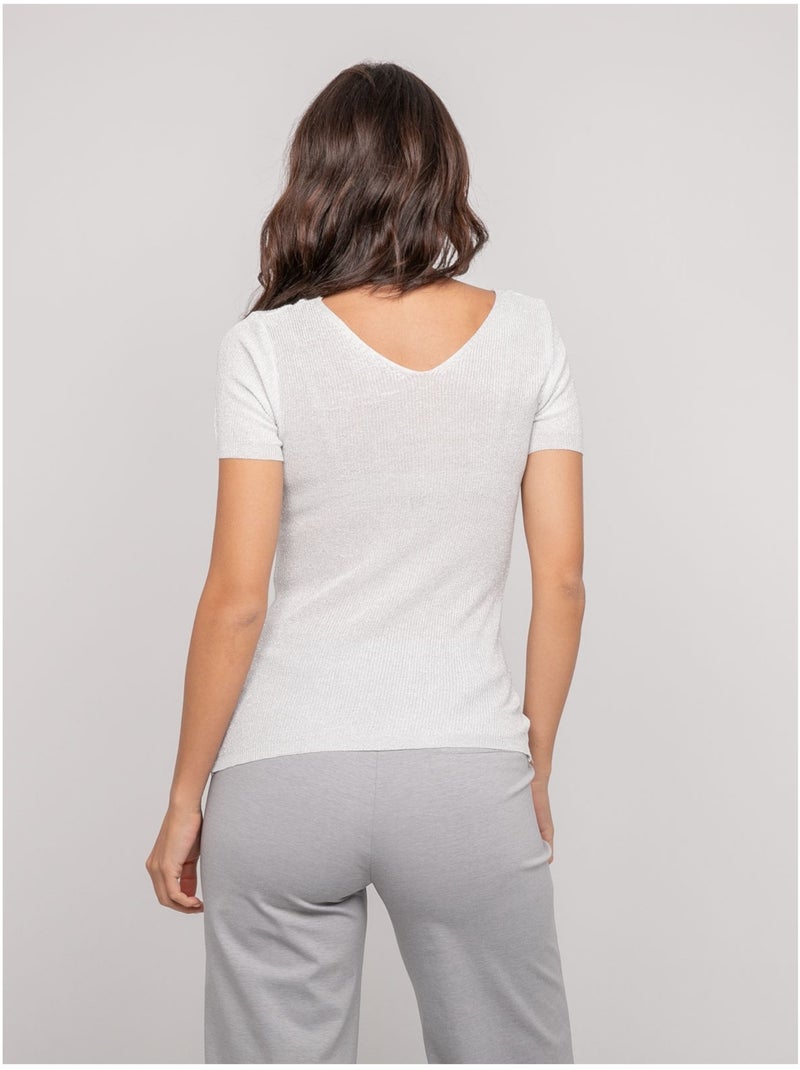 Top a maniche corte lurex FEPALA Bianco - Kiabi