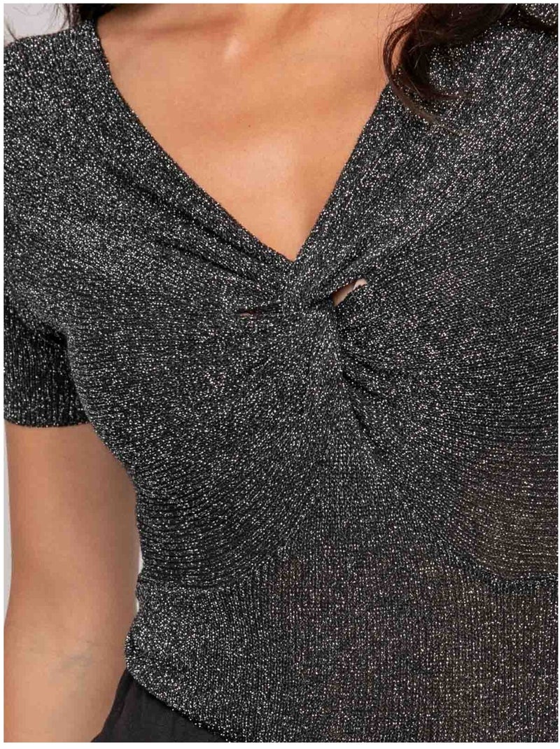 Top a maniche corte lurex FEPALA Nero - Kiabi