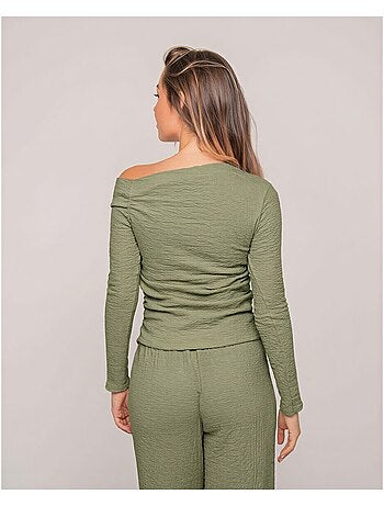 Top a maniche lunghe asimmetrico texturizzato FLORITA