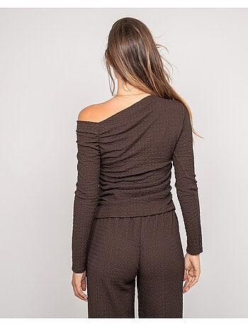 Top a maniche lunghe asimmetrico texturizzato FLORITA
