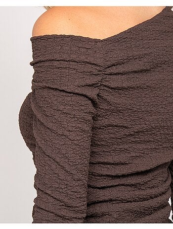 Top a maniche lunghe asimmetrico texturizzato FLORITA