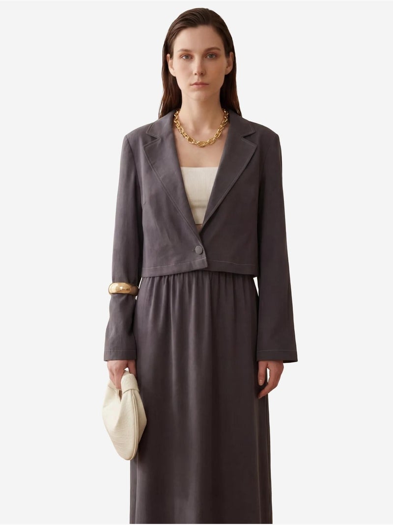 Top a maniche lunghe con bottoni e gonna maxi set due pezzi my fashion Grigio nero - Kiabi