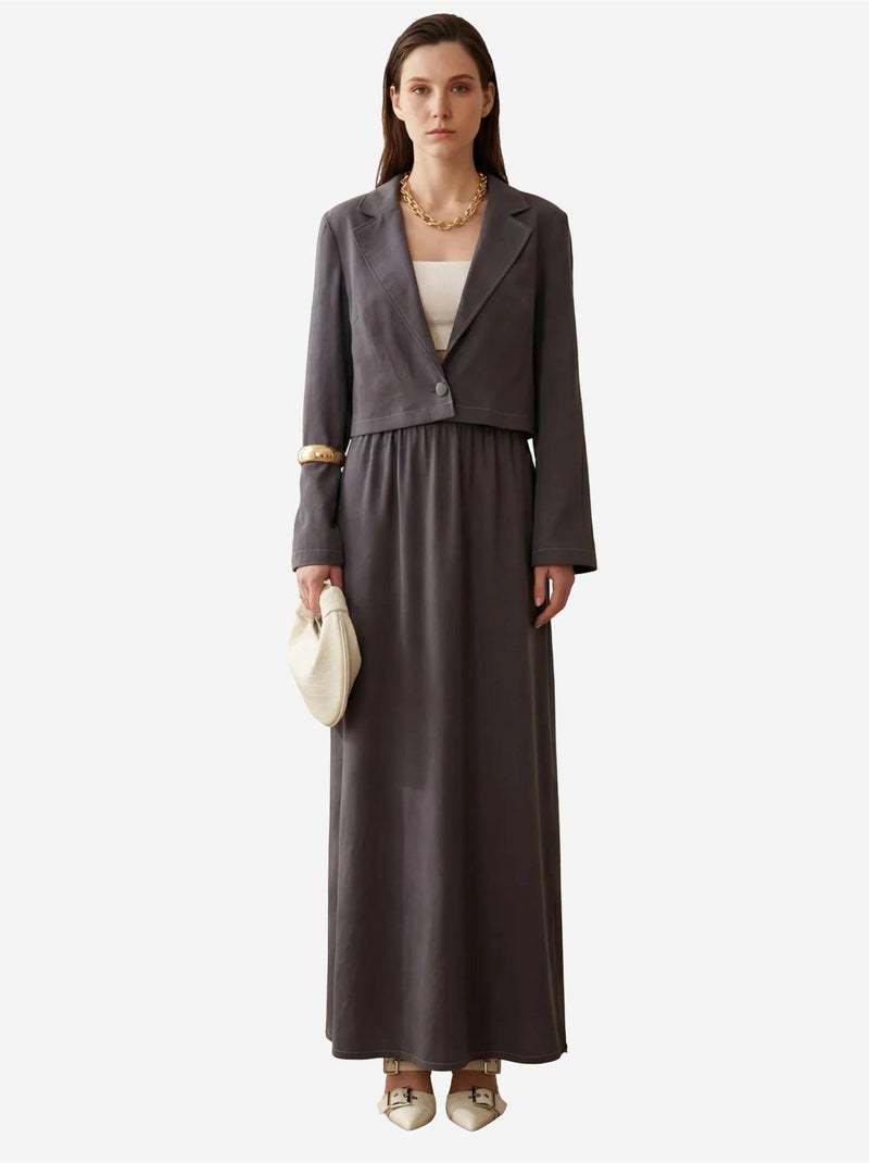 Top a maniche lunghe con bottoni e gonna maxi set due pezzi my fashion Grigio nero - Kiabi