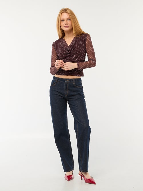 Top a maniche lunghe drappeggiato tinta unita - Kiabi