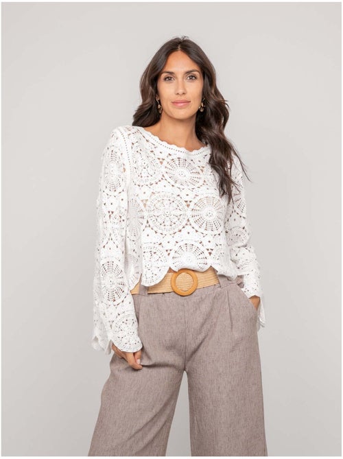 Top a maniche lunghe in pizzo FINARA - Kiabi